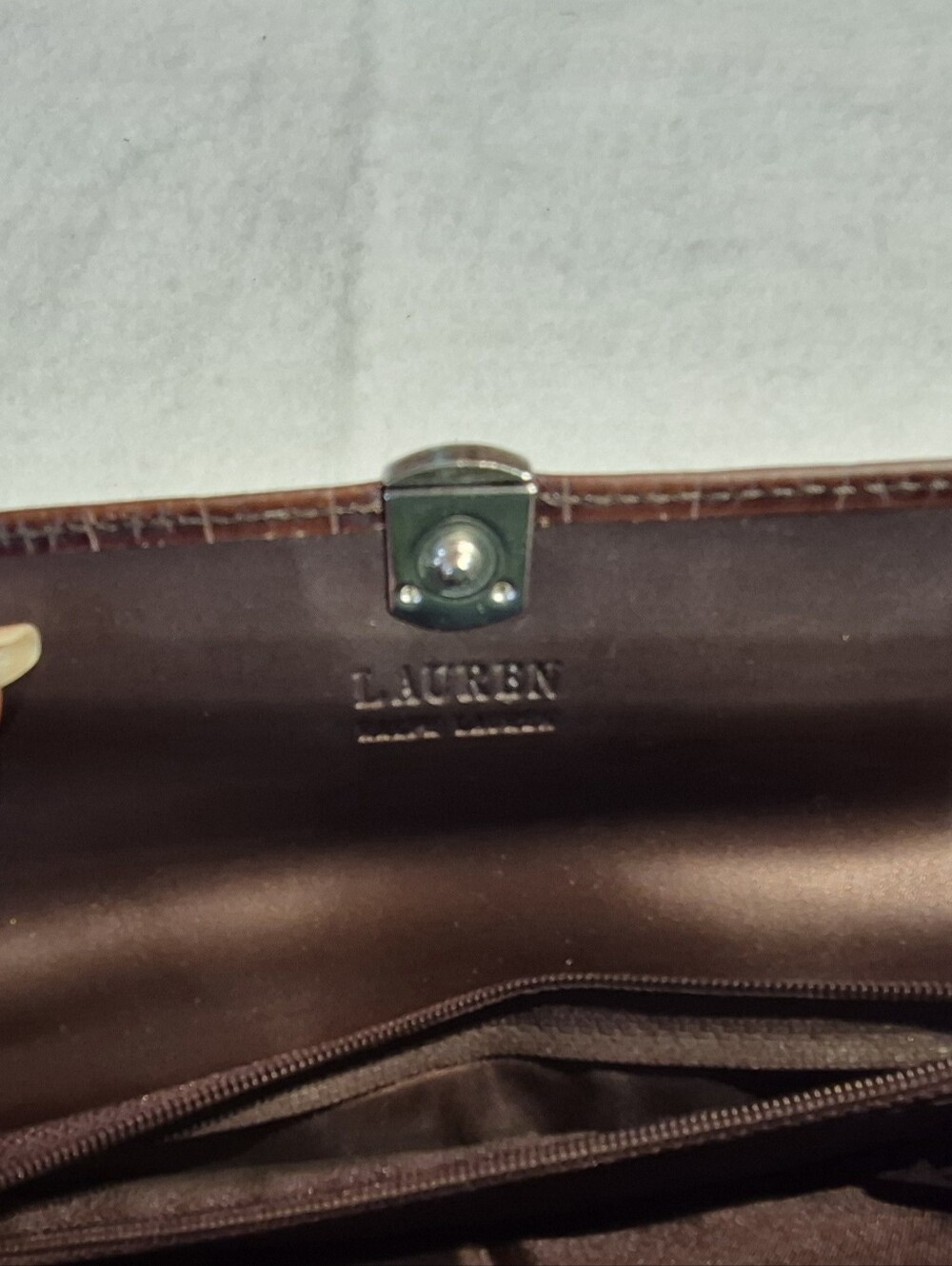 Vintage Lauren Ralph Lauren RLL Embossed Croc Women's Clutch Organizer Wallet - Picture 6 of 7